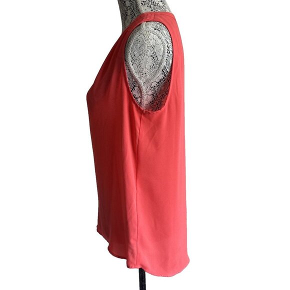 Cynthia Steffe Tank Top, sleevless Blouse, V neck, flowy, orange/ Coral - Picture 2 of 10